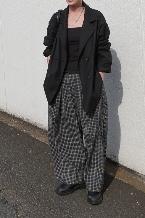 チェックボリュームラフパンツ